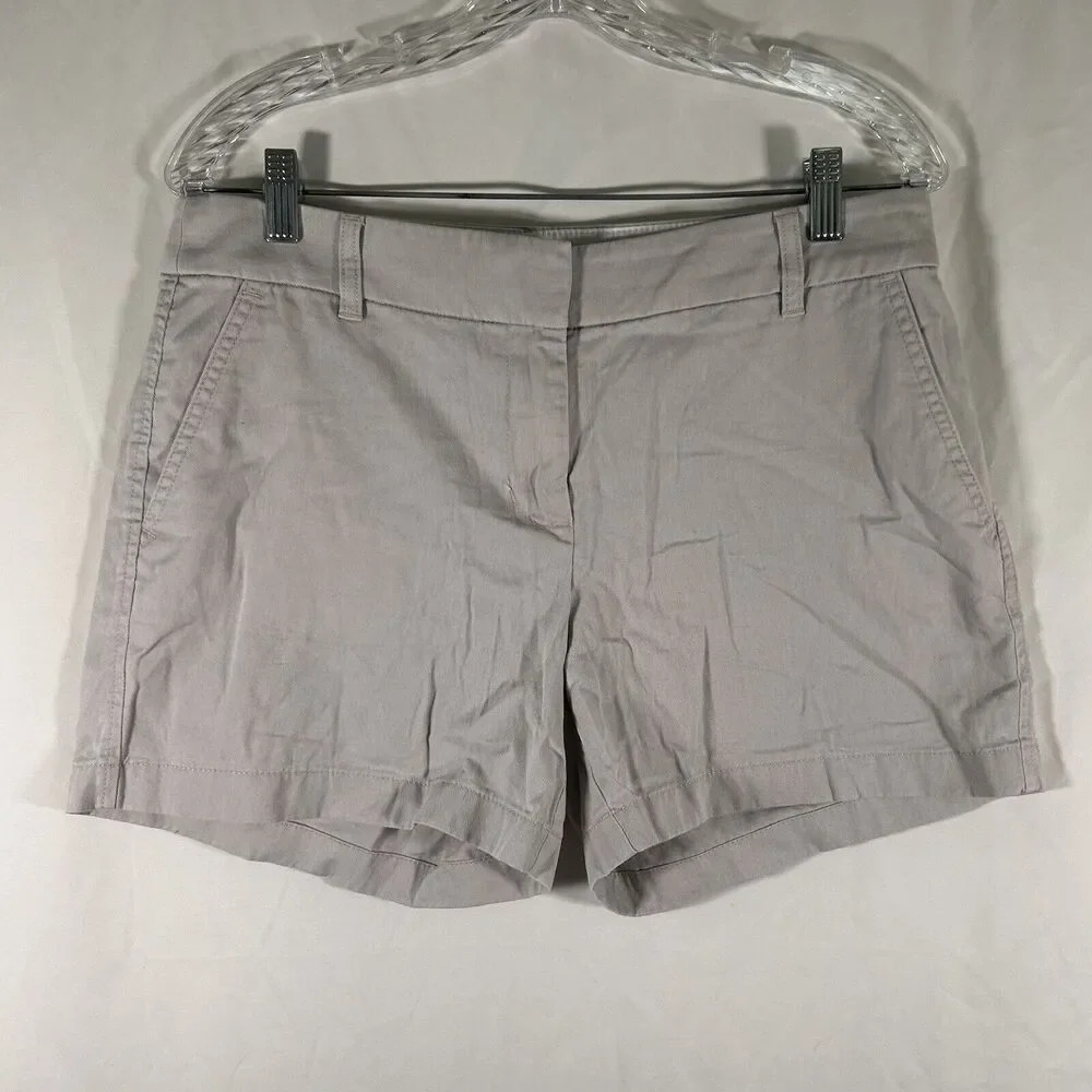 J. Crew Chino Shorts Women's 8 Light Beige Hook Eye Zip 100% Cotton Pockets